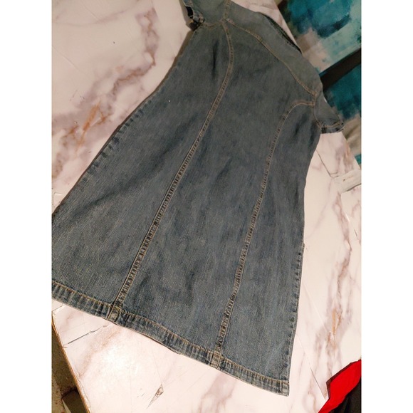 vintage Old Navy denim Dress Y2K fashion era short-sleeve denim shirt dress Sz 6 - Picture 10 of 15